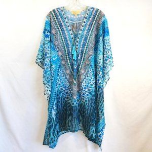 True Colours-La Moda Watercolor Kaftan Swimsuit Cover-up, Multicolor